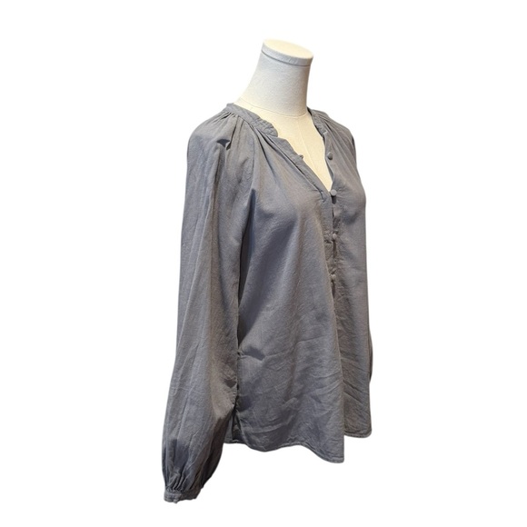 Faherty Naomi Linen Blend Balloon Sleeve Gray Button Down Blouse Womens Small - Picture 4 of 13